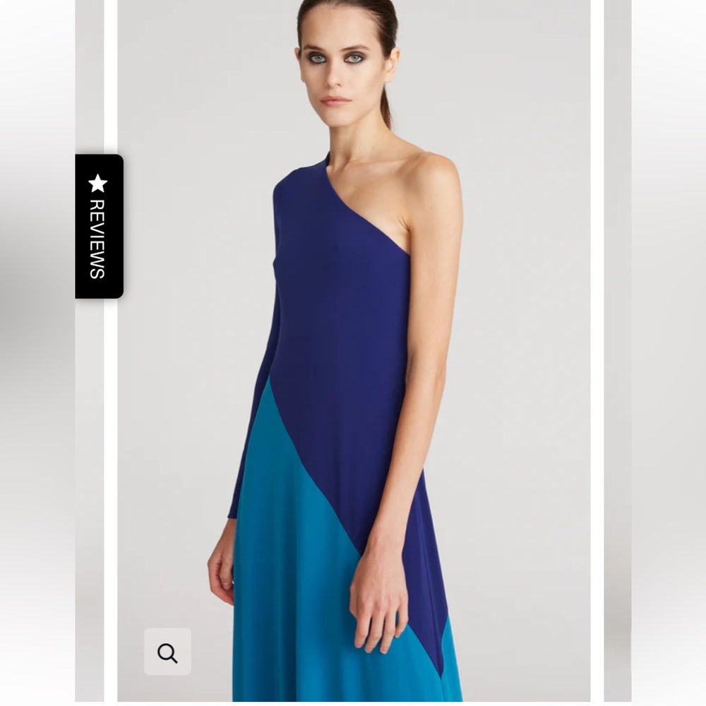 ❌SOLD❌HALSTON AJA GOWN SAPPHIRE BLUE TEAL ONE ARM LONG SLEEVE SOLD OUT SIZE 8 - Picture 4 of 12